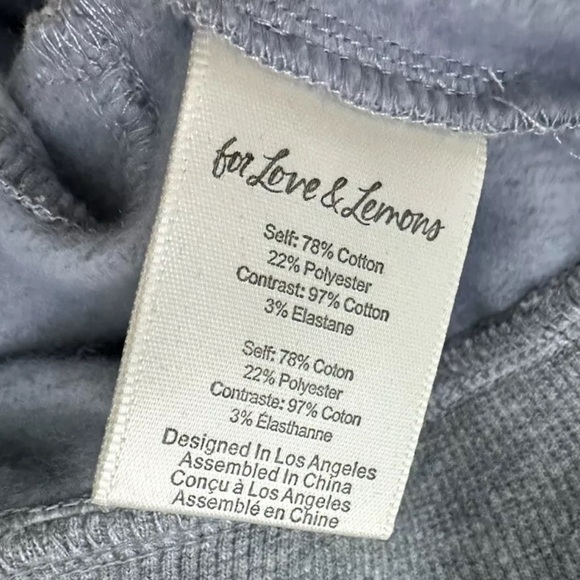 For Love & Lemons Gray Cropped Hoodie Sweatshirt & Joggers XL Set New VS FLL NWT - Picture 8 of 15